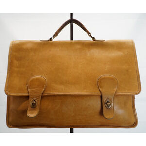 Vintage 70's Coach New York #0876 Tan Leather Business Briefcase Messenger Bag